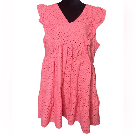 Time and Tru Dresses & Skirts - Time & Tru Pink Eyelet Ruffle Dress